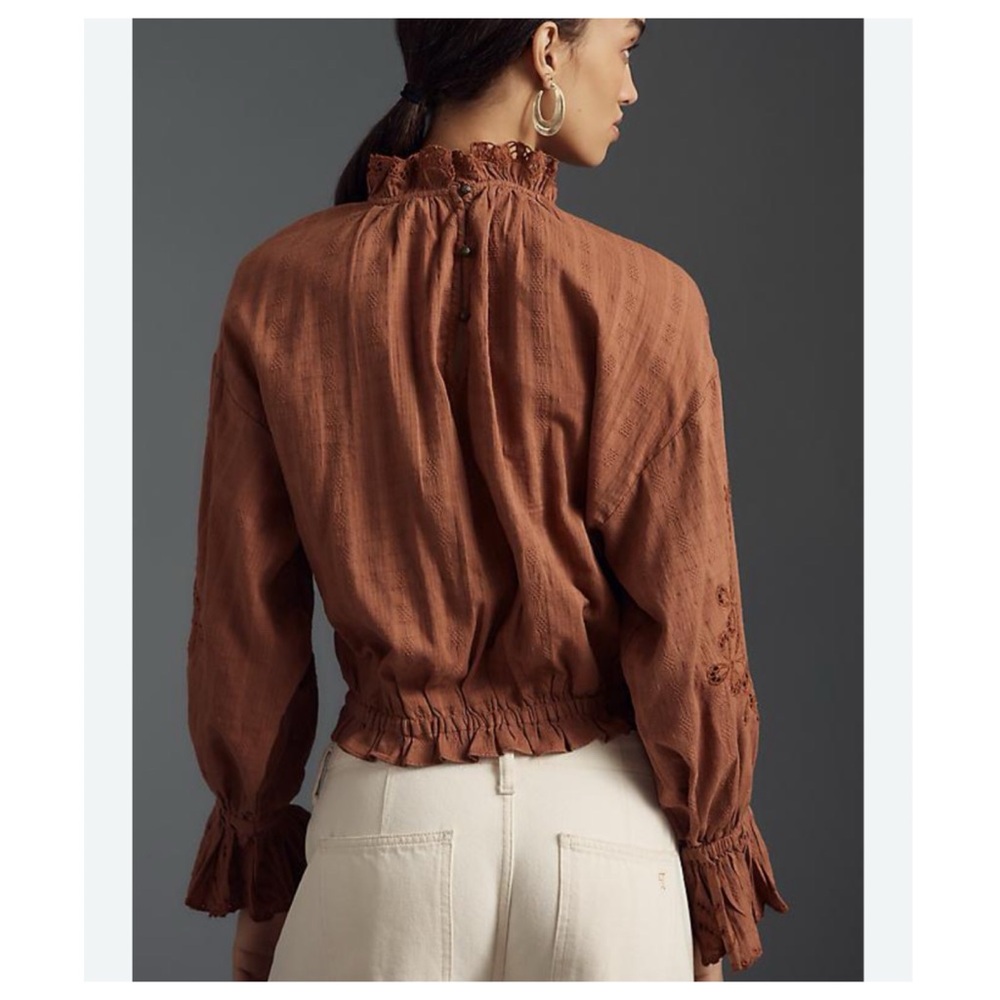 NWT Anthropologie Pilcro Long-Sleeve Ruffled Bubble Blouse, size S - Picture 2 of 6